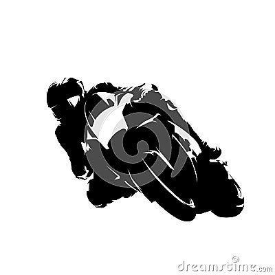 Motorbike racing, road motorcycle isolated vector illustration. Ink drawing, front view. Extreme motor sport Vector Illustration