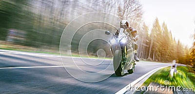 Motorbike on the road riding. having fun riding the empty road o Stock Photo