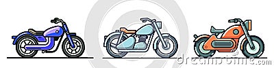 Motorbike set. Motorcycles and scooters. Vector set on white background Stock Photo