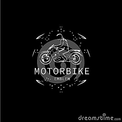 Motorbiker icon, motorcycle biker emblem, speed rider sign, motorcycling logo template. Vector illustration. Vector Illustration