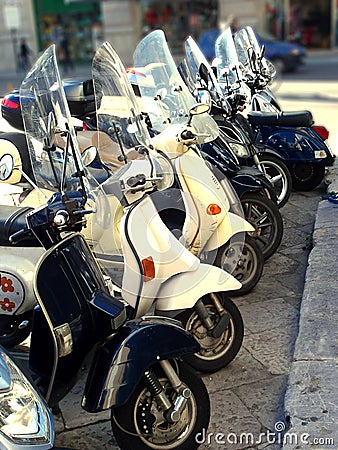 Motorbikes row Stock Photo