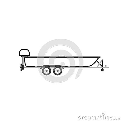 Motorboat on car trailer Vector Illustration