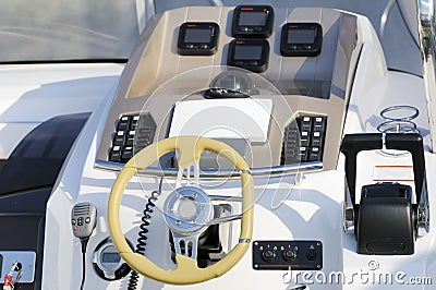 Motorboat cockpit Stock Photo