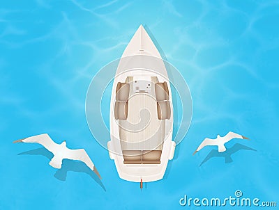 Motorboat seen from above Stock Photo