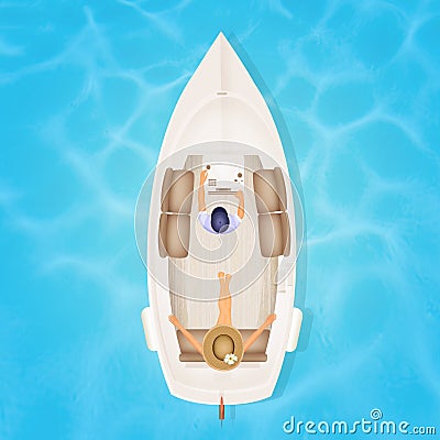 Motorboat seen from above Stock Photo