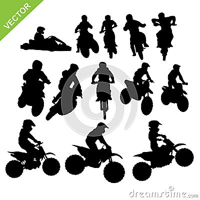 Motorcross silhouettes vector Vector Illustration