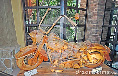 Motorcycle Art Wood Carving Editorial Stock Photo