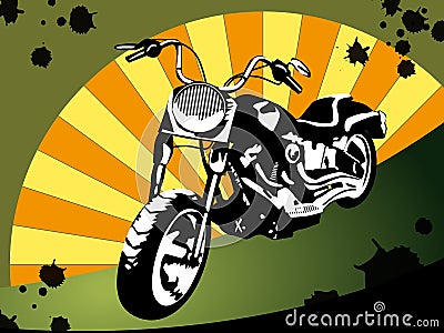 Motorcycle bike motor retro urban 70s silhouette Vector Illustration