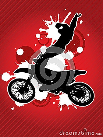 Motorcycle and biker silhouette. Vector Vector Illustration