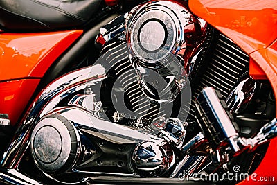 Motorcycle Chrome Engine Block Stock Photo