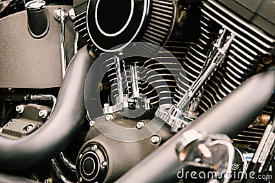 Motorcycle Chrome Engine Block Stock Photo