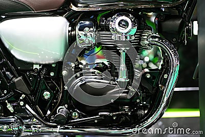 Motorcycle Chrome Engine Block ,selective focus Editorial Stock Photo