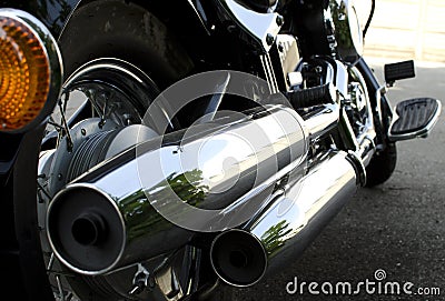 Motorcycle chrome exhaust Stock Photo