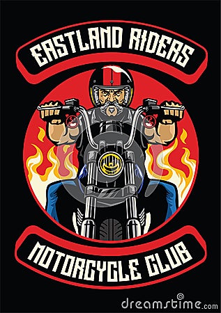 Motorcycle club badge of old man ride motorcycle Vector Illustration