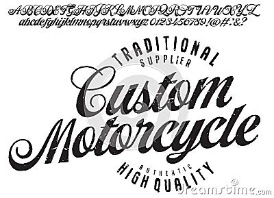 Motorcycle club community logo design.Decorative vintage brush script lettering font Vector Illustration