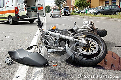 Motorcycle crash in urban area Editorial Stock Photo