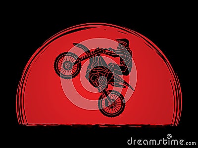 Motorcycle cross jumping graphic Vector Illustration