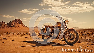 A motorcycle in the desert Stock Photo