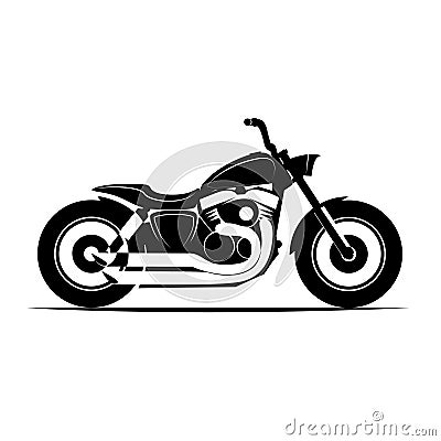 Motorcycle. Emblem of biker club. Vintage style. Monochrome design. Vector Illustration