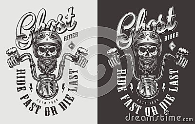Motorcycle emblem with skull Vector Illustration
