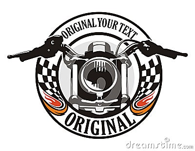 Motorcycle flag circle emblem Stock Photo