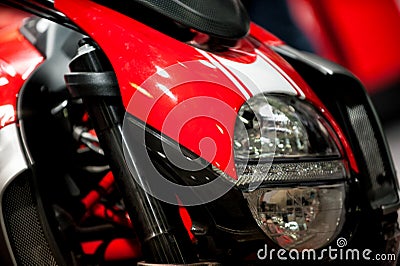 Motorcycle fragment front part close-up Stock Photo