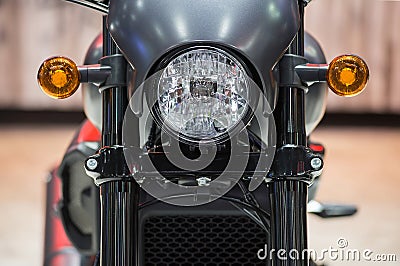 Motorcycle front with beautiful headlights Stock Photo