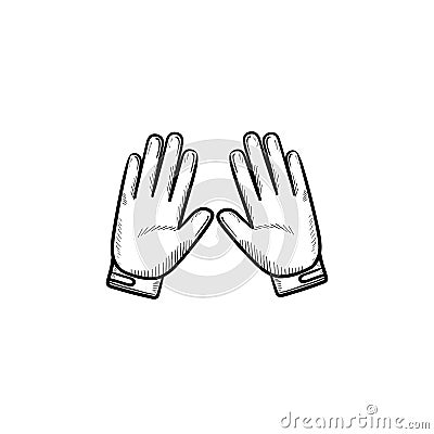 Motorcycle gloves hand drawn outline doodle icon. Vector Illustration