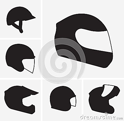 Motorcycle helmets vector silhouette Vector Illustration