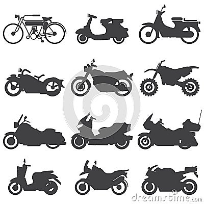 Motorcycle Icons set. Vector Illustration. Vector Illustration