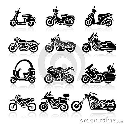 Motorcycle Icons. Vector Illustration. Vector Illustration