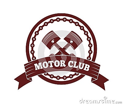 Motorcycle label badge vector. Black icon and moto club illustration Vector Illustration