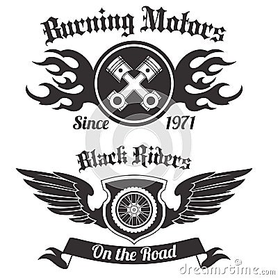 Motorcycle label black Vector Illustration