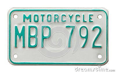 Motorcycle License Plate Stock Photo