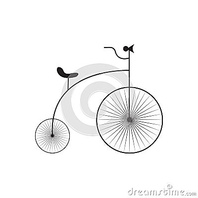 Silhouette of an old vintage bicycle in black. The design is suitable for decoration, a signboard, a logo Vector Illustration