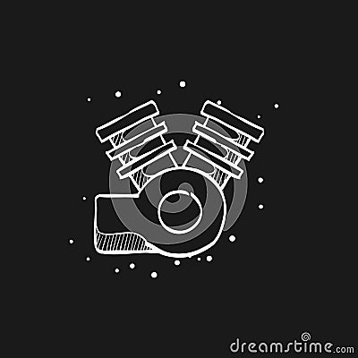 Sketch icon in black - Motorccycle machine Vector Illustration