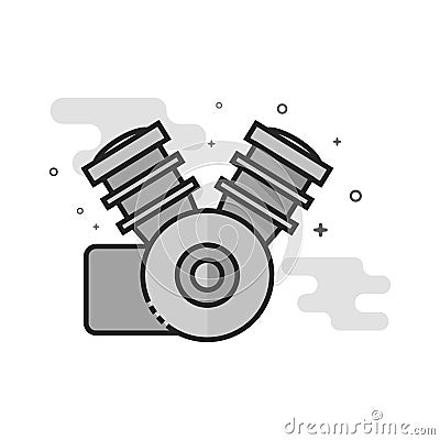 Flat Grayscale Icon - Motorccycle machine Vector Illustration