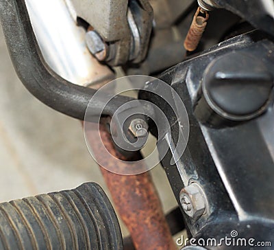 Motorcycle machine rust dirty engine steel old Stock Photo