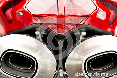 Motorcycle Mufflers And Taillight Stock Photo
