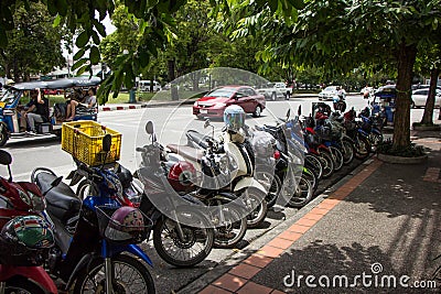 Motorcycle Parking side city road Editorial Stock Photo