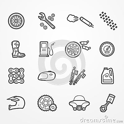 Motorcycle parts icons Stock Photo