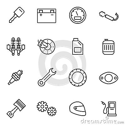 Motorcycle Parts Vector Icons. Vector Illustration