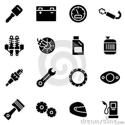 Motorcycle Parts Vector Icons. Vector Illustration