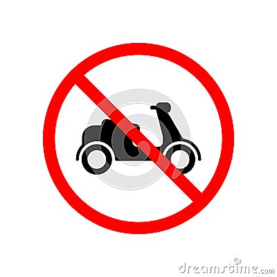 motorcycle prohibition sign, crossed out red circle Vector Illustration