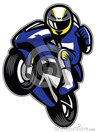 Motorcycle racer wheelie Vector Illustration