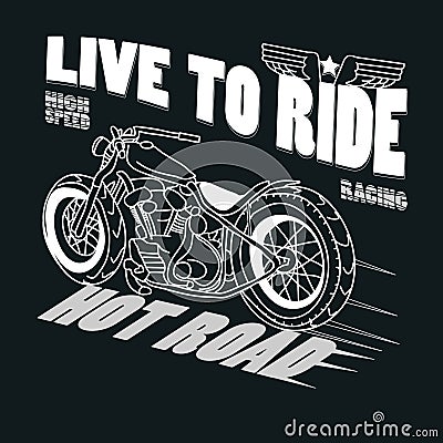 Motorcycle Racing Typography Graphics. T-shirt Vector Illustration