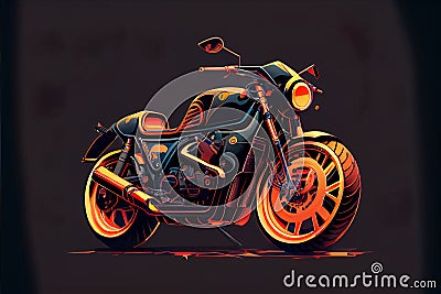 a motorcycle with a red and yellow light on it's side wheel and tire rims Stock Photo