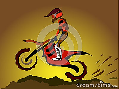 Motorcycle rider on off road Vector Illustration