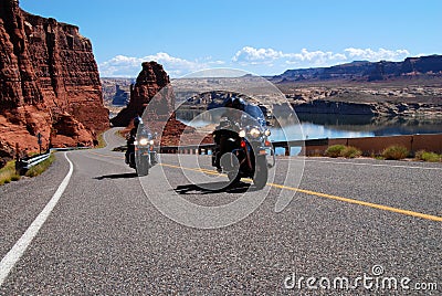 Motorcycle riding at Lake Powell Stock Photo