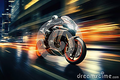 Motorcycle on the road with motion blur background. Concept of speed, EBR racing motorcycle with abstract long exposure dynamic Stock Photo